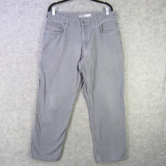Carhartt Pants Mens 38x30 Gray Relaxed Fit Workwear Carpenter Utility Pocket - Picture 1 of 10